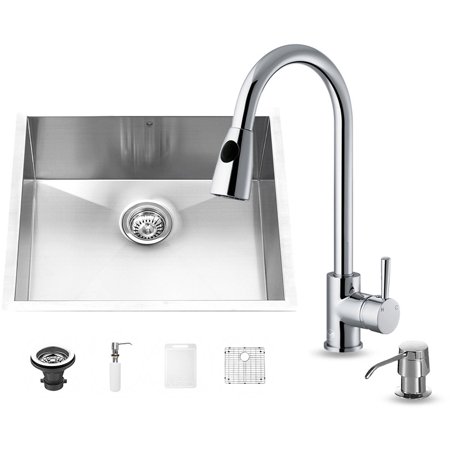 Vigo All In One 23 Undermount Stainless Steel Kitchen Sink And