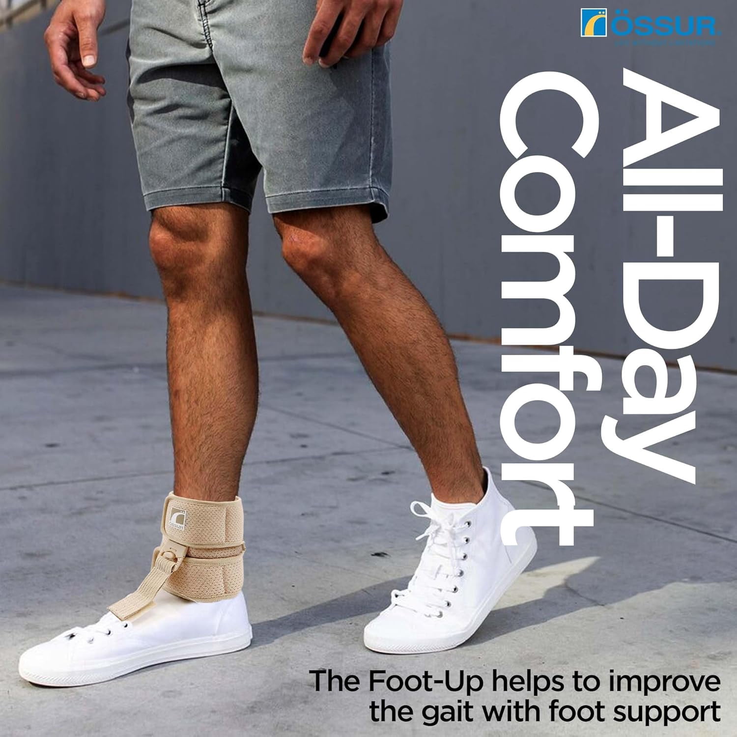 Ossur Ankle Brace, Foot Brace | AFO Foot Drop Brace for Drop Foot Support | Lightweight, Adjustable Wrap for All-Day Comfort | Breathable Material for All Day Walking (Beige, X-Large)