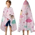 thumbnail image 3 of Pink Ballerina Princess Pattern Hooded Bath Towel，60"x35" for Ages 3 To 12 Kids, Quick Dry Lightweight Soft Microfiber Hood Beach Towel Cover Up for Kids, 3 of 7
