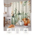 thumbnail image 7 of Fall Shower Curtain Sage Green Pumpkin Bathroom Curtains with Hooks, Waterproof Fabric Floral Autumn Eucalyptus Leaves Thanksgiving Bath Shower Curtains Set for Bathroom Bathtubs Decor 72x84 Inch, 7 of 7