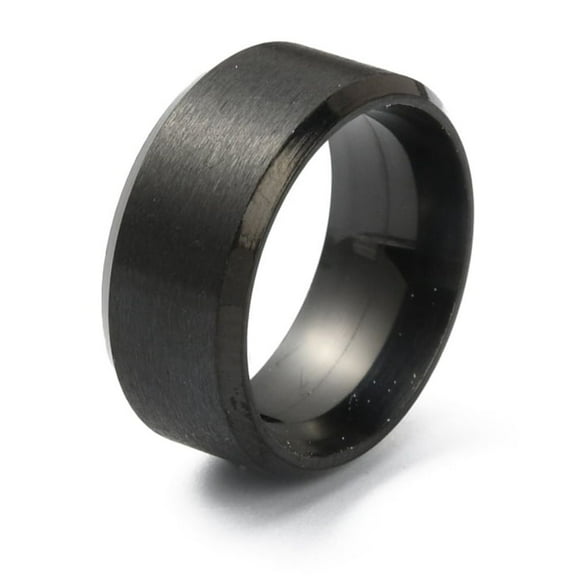 10pcs 201 Stainless Steel Plain Band Ring for Women Matte Gunmetal color Inner Diameter: 15.25mm Black
