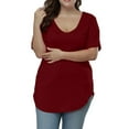 thumbnail image 5 of Gocolloa Womens Plus Size Tops Summer Basic Short Sleeve T-shirts Dressy Casual Loose Top Tee Wine Red 2X, 5 of 6