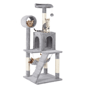 Yaheetech 51-in Cat Tree & Condo Scratching Post Tower, Light Gray