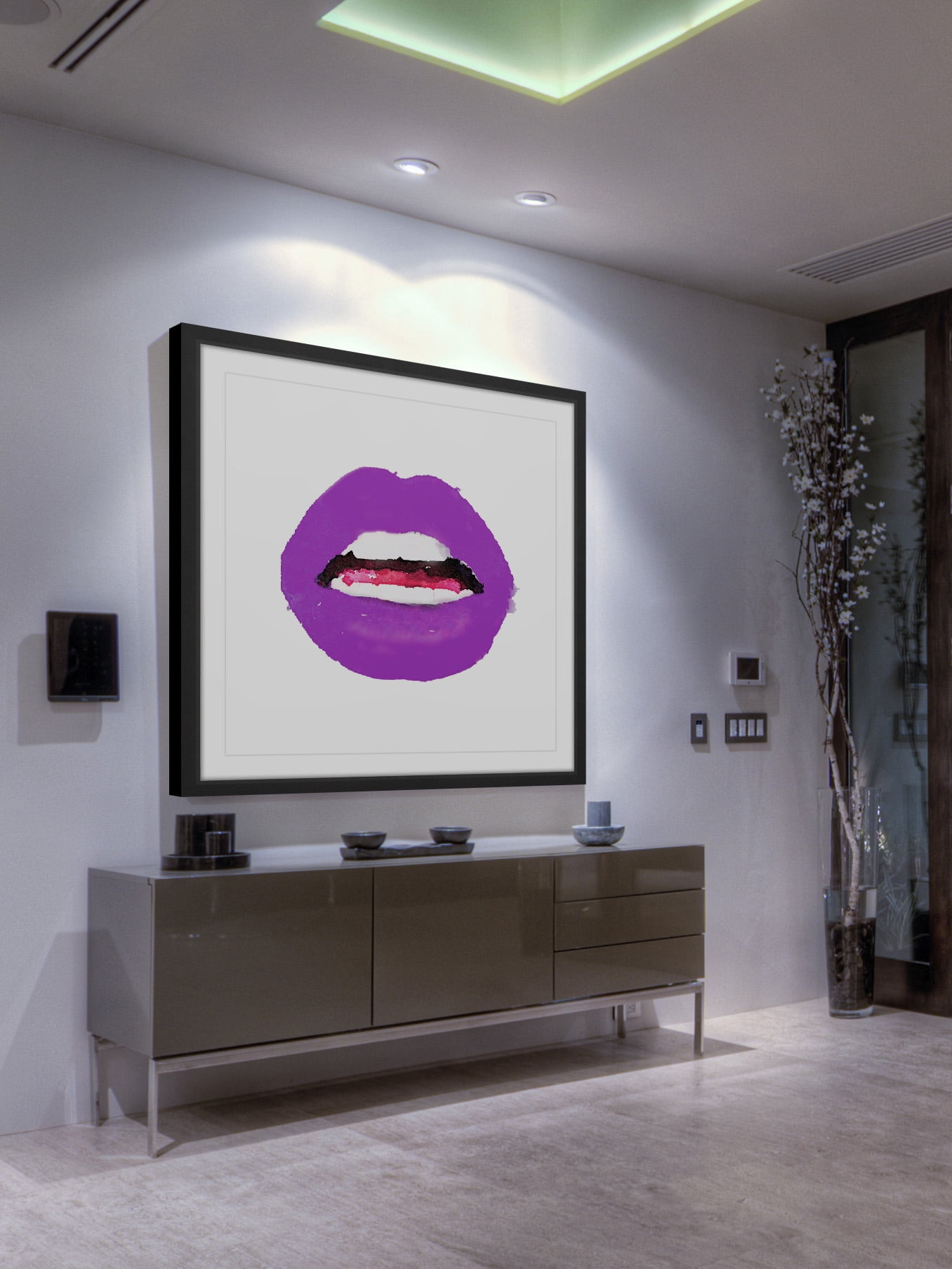 "Lips Colors Purple" Framed Painting Print