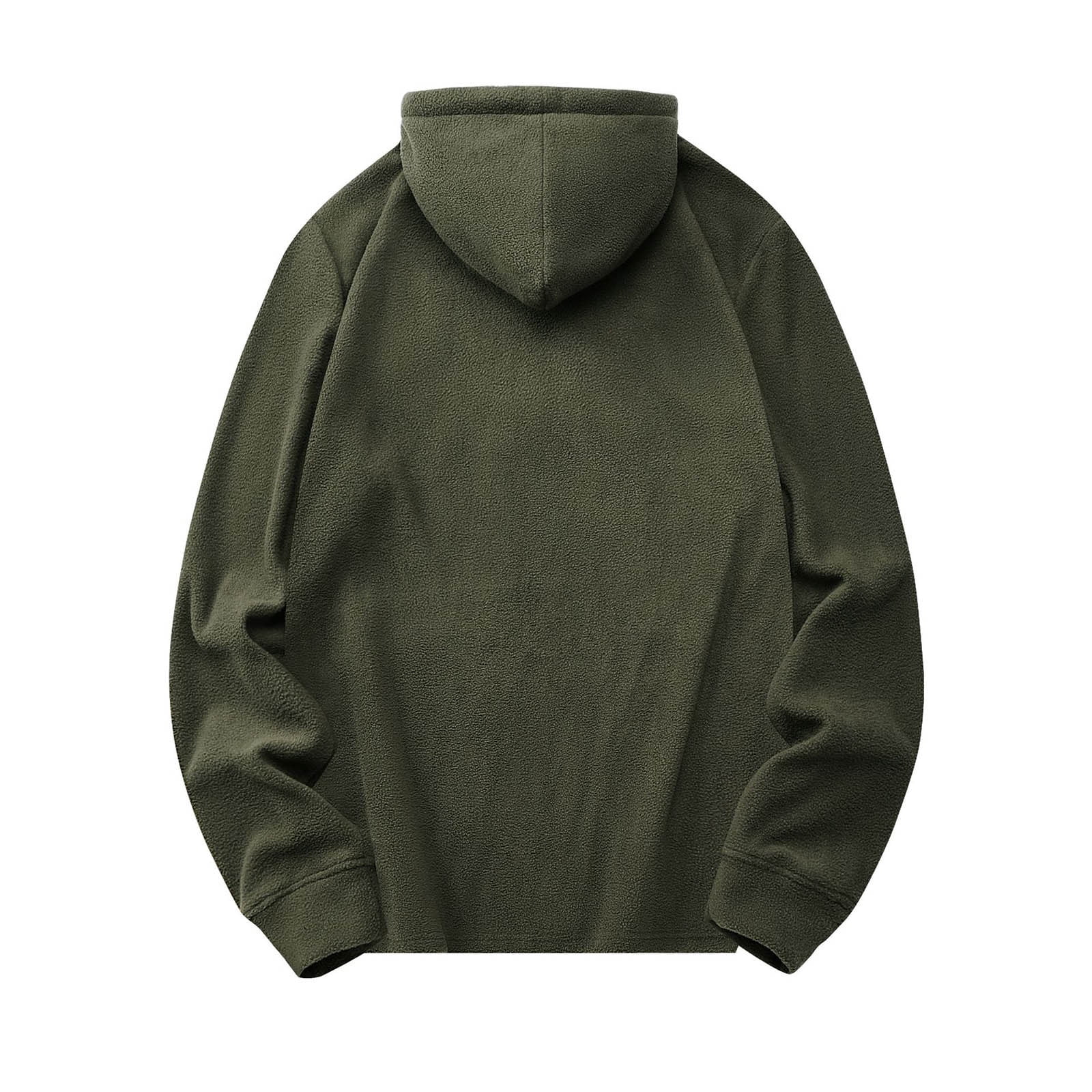 Paiwinds Men's Vintage Full-Zip Fleece Hoodie, Plush Polyester with Adjustable Hood, Retro Casual Sweatshirt in Army Green