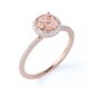 thumbnail image 3 of JeenMata Anillo de Compromiso de 1,50 Quilates con Halo de Diamantes y Morganita de Talla Redonda en Oro Rosa Macizo de 10 K, 3 of 6