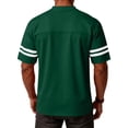 thumbnail image 4 of Laqbezok Men's V-Neck Varsity Stripe T-Shirt, Casual Short Sleeve Athletic Tee, Lightweight Breathable Fashion Pullover with Double Sleeve Stripes, 4 of 6