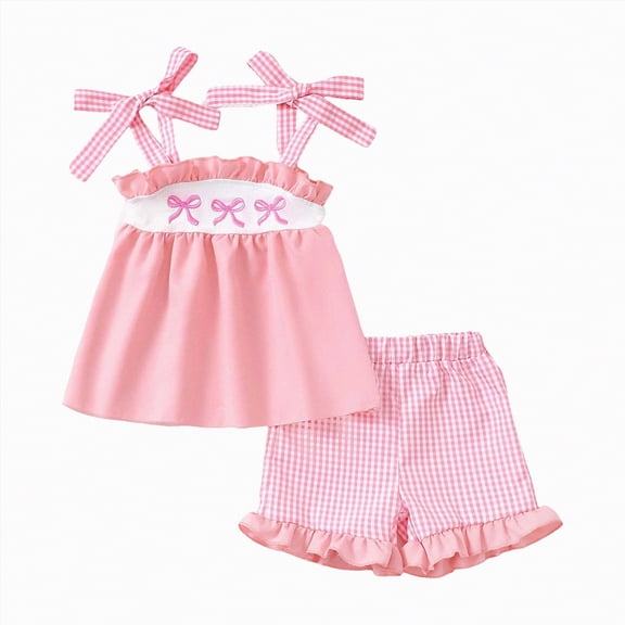 TOWED22 Girl's 2 Piece Outfit Summer Sleeveless Top Shorts Sets Little Girls Toddler Cute Tops Kids Clothing Set 2-5T(Blazer,0-6)