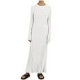 thumbnail image 2 of successthop Long Sweater Dresses for Women Crew Neck Maxi Dress Long Sleeve Dress Solid Top Oversized Cable Knit Outfits Casual Vintage Clothes White L, 2 of 7