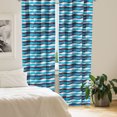 thumbnail image 2 of Ambesonne Nautical Window Curtains, Horizontal Curves Design, Each 28" W x 84" L, Indigo and Sky Blue, 2 of 4