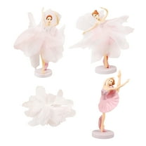 Clispeed 1 Set Ballet Cake Toppers Pink Gauze Table Decoration for Birthdays
