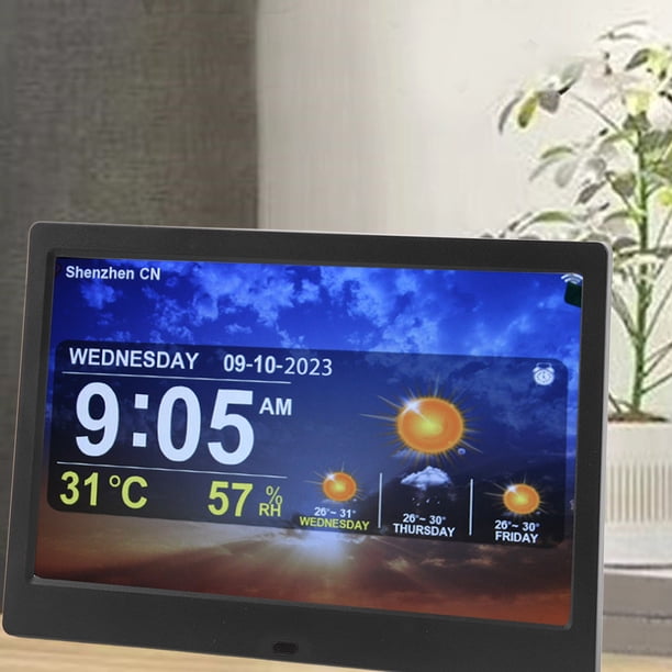 Reloj Despertador Con Calendario Digital, Pantalla Grande De 10 Pulgadas, WiFi, Fecha Y Día Regulables Automáticamente, Con Control Remoto Para El Hogar, Color Negro