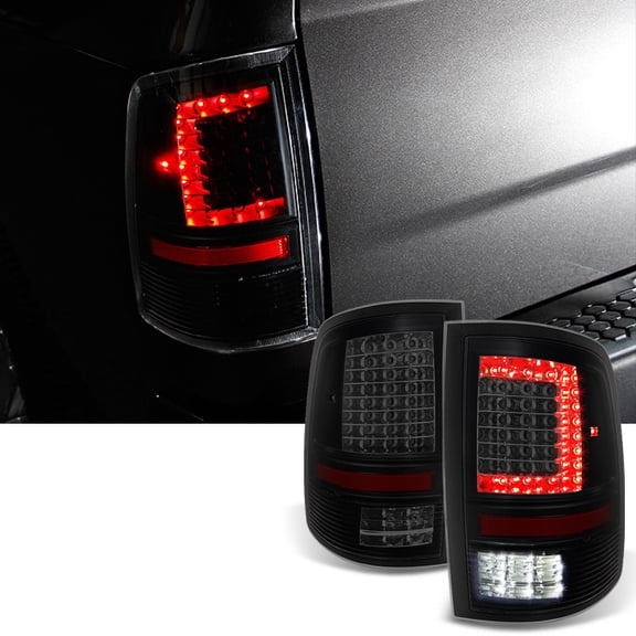AKKON - Fits 2009-2018 RAM 1500 | 10-18 2500/3500 C-Shaped Black Smoked LED Tail Lights Replacement