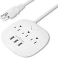 thumbnail image 3 of Gzxs Power Strip Multiple Desktop Charging Station 3 Outlets and 3 USB Ports, White, 3 of 10