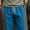 thumbnail image 5 of Tsivenald Linen Pants Men Baggy Harem Vacation Trousers Ethnic Printed Patchwork Breathable Loose Fit Mens Bohemian Beach Bottoms, 5 of 5