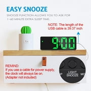 UHUSE Alarm Clock LED Display Digital Mirror Alarm Clock Battery/USB Alarm Clock