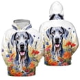 thumbnail image 3 of Welcome Spring Summer Great Dane Portrait Flower Blue Sky All Over Print 3D Hoodie Unisex Merch Hoodies Danes Dog Lover Gifts - 12001, 3 of 6