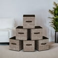 thumbnail image 7 of 11" Cube Storage Bin 6 Foldable Fabric Cube Organizer Bin with Double Handles Storage Box for Living Room Bedroom Office Chocolate, 7 of 7