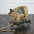 thumbnail image 3 of Northlight 10" Black and White Wood Textured Pig on Cart Outdoor Garden Statue, 3 of 3
