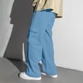 thumbnail image 2 of Boys Pants Size 6 Girls Wide Straight Leg Loose Sweatpants Elastic Waist Drawstring Jogger Pants, 2 of 7