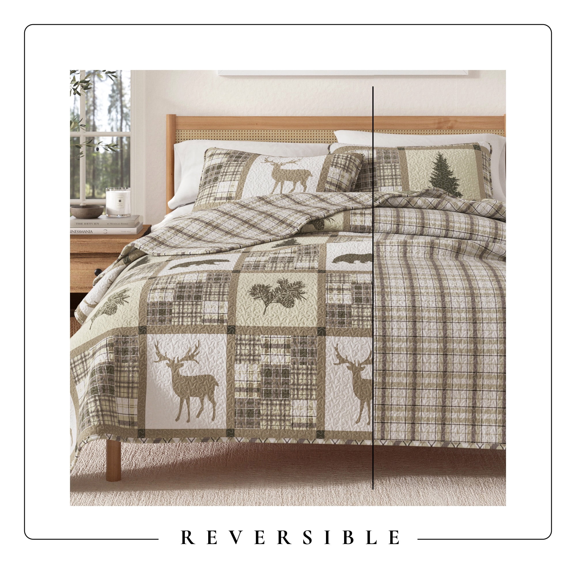Lodge Quilt Set - Lightweight, Soft, All-Season - 2-Piece Reversible Rustic Bedding Set (Twin / Twin XL, Multi)
