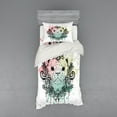 thumbnail image 2 of Ambesonne Animal Bedding Set 4 Pcs, French Bulldog Flowers, Queen, Pale Green Pale Pink, 2 of 3