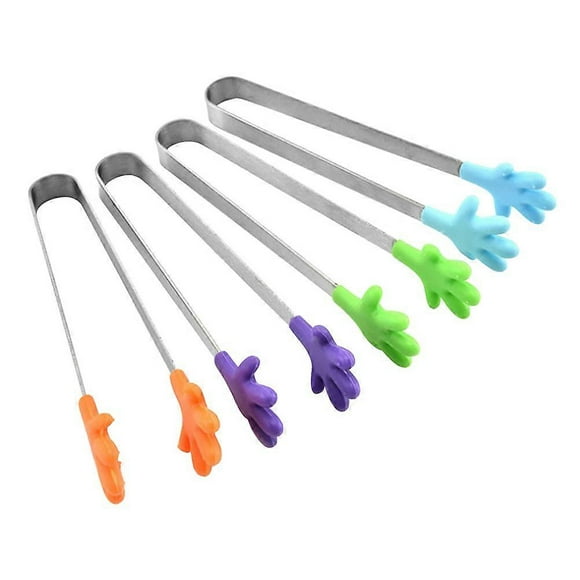 Silicone Tongs For Cooking Barbecue Tongs Heat Resistance Square Shape Assorted Color 4Pcs