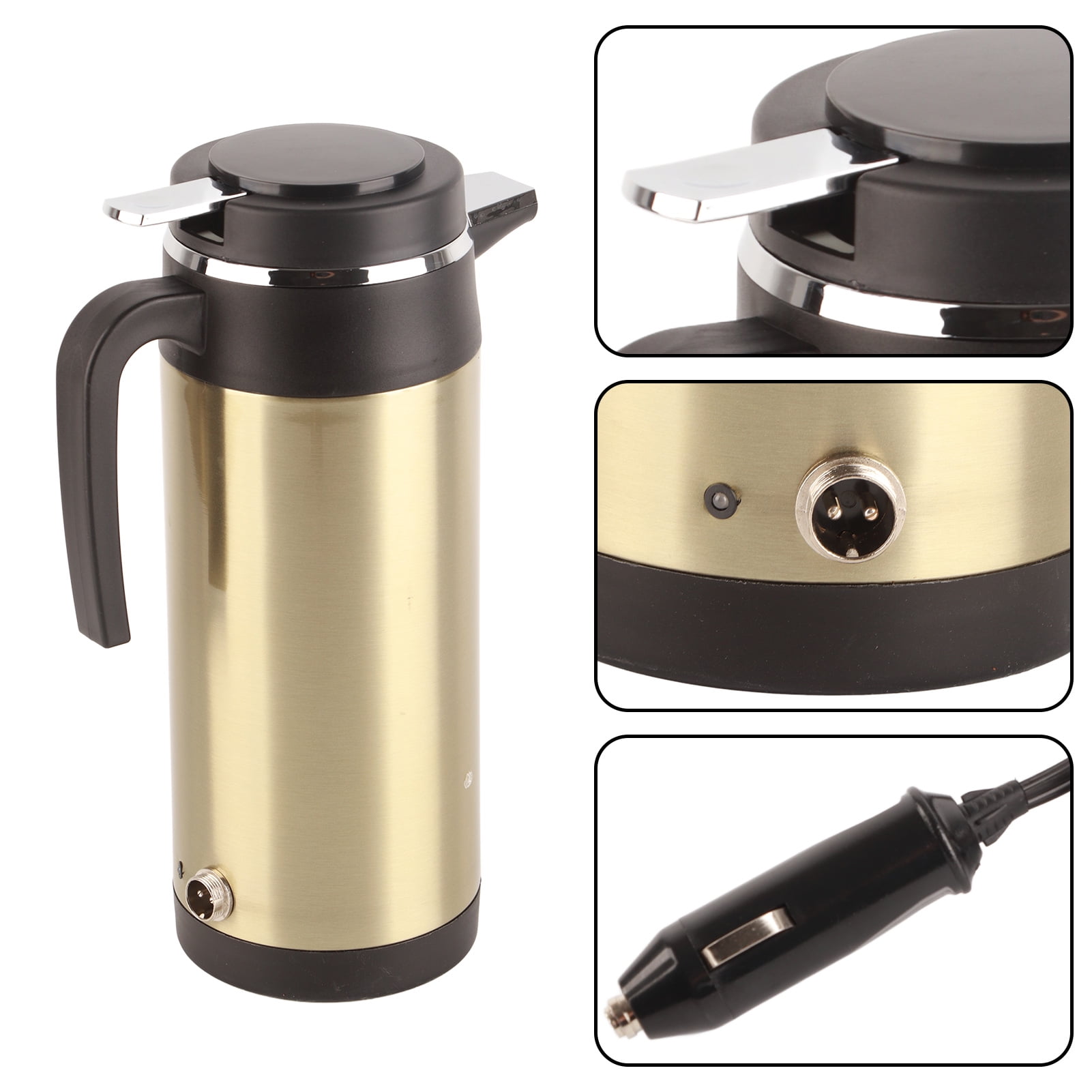 Car Kettle Boiler 1200ML 12V Stainless Steel Electric Incar Kettle Car Heating Cup Travel Thermoses Heating Water Bottle for Water Tea Coffee Milk(12V) Other Electrical Appliances