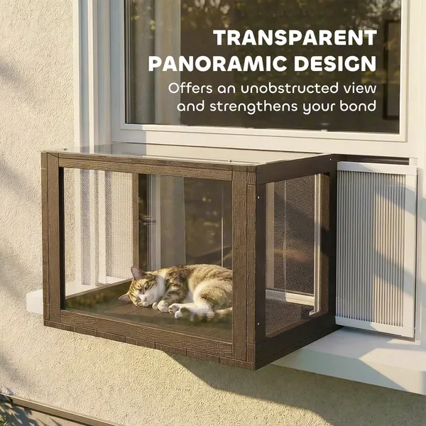 Catio Outdoor Cat Enclosure 25"â€'41" Outdoor Cat House for Sunbathing, Napping & Overlooking
