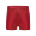 thumbnail image 4 of Haitryli Kids Girls Gym Skating Performance Dance Outfits Sparkly One Shoulder Crop Tops and Shorts Set Burgundy 14, 4 of 6