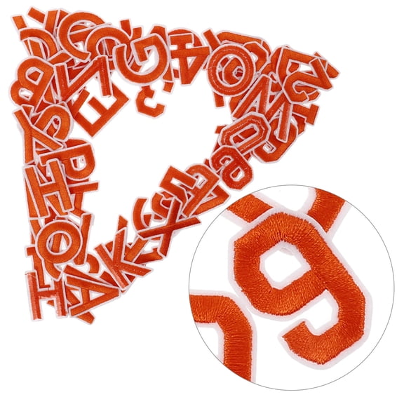 Milisten 72Pcs Iron on Letters Orange Fabric Patches for Clothes and Accessories