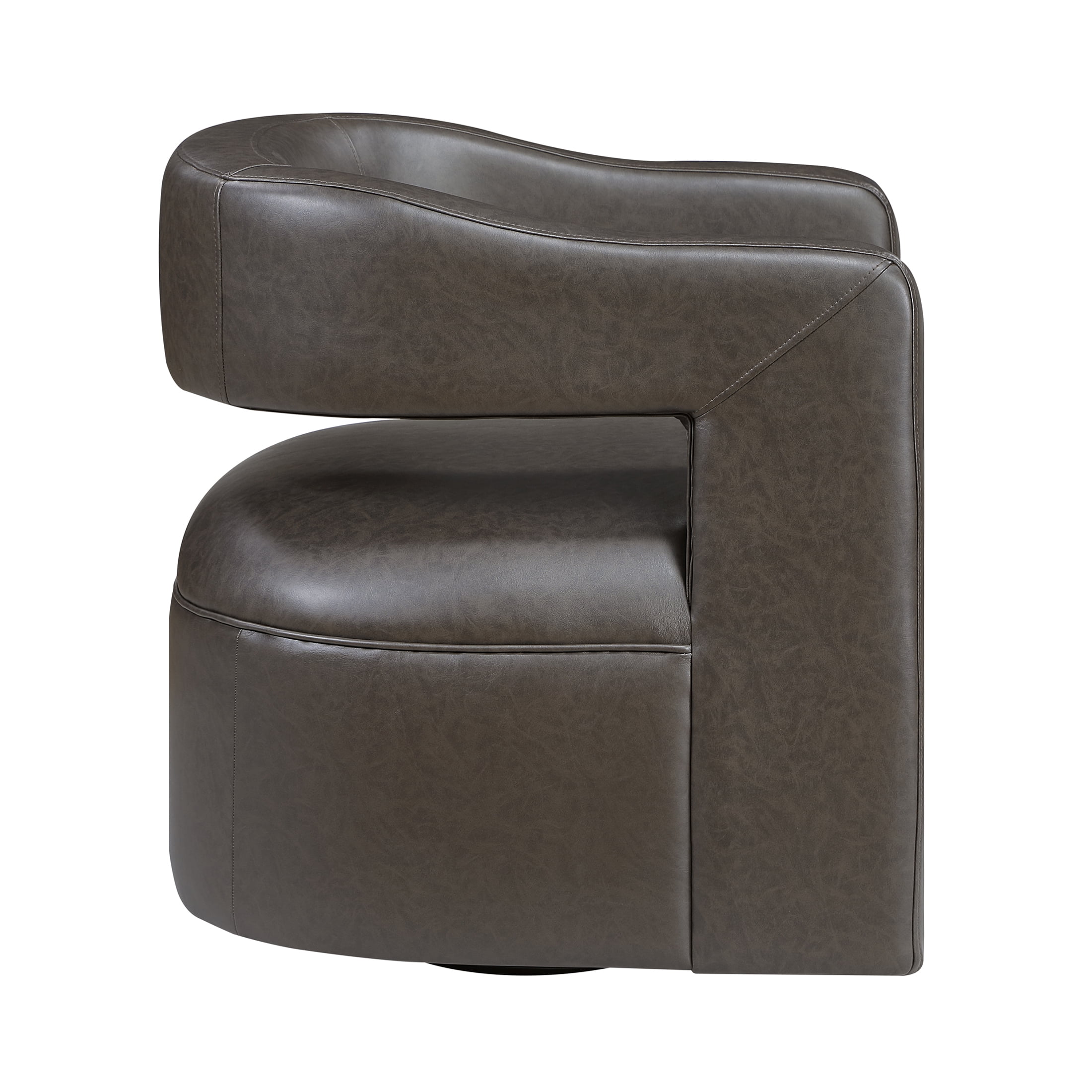 OakvillePark Azura Faux Leather BarrelSwivel Chair, Dark Coffee