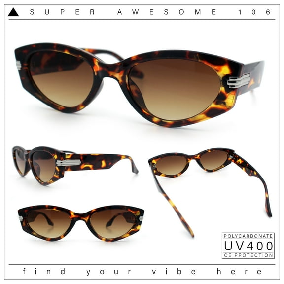 Womens Art Deco Mod Thick Temple Cat Eye Sunglasses Tortoise - Brown