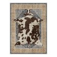 thumbnail image 2 of DEORAB Outdoor Rug 2.5'X8' Chenille Patio Carpet Washable Non Slip Three-Layer Material Animal Print Rug Camping Outside RV Mat,Cow Yellow Grey, 2 of 7