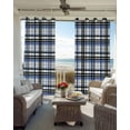 thumbnail image 4 of Blackout Curtains for Bedroom, Blue Black Plaid Room Darkening Window Drapes for Living Room, Farmhouse Blue Black Checkered Thermal Insulated Grommet Curtains, 42x45 inch, 2 Panels, 4 of 9