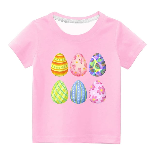 Cadeaux de Pâques pour Garçons, Cadeaux de Pâques pour Enfants, Tout-Petits Garçons Filles Imprimé Œufs de Pâques Mignons Col Rond Manches Courtes, Cadeaux pour Filles Tout-Petits, Shorts pour Filles
