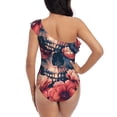 thumbnail image 5 of Gukieu Skull With Roses And Sunglasses Print One-shoulder Ruffled One-piece Swimsuit with Removable Chest Pads and Tummy-control Swimsuit for Women-XX-Large, 5 of 6