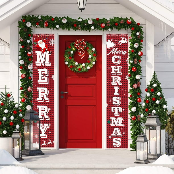 Merry Christmas Christmas Decorations Outdoor, Christmas Banner, Xmas Porch Sign, Christmas Door Decoration, Christmas Porch Decoration, Decoration Indoor Outdoor - Walmart.com