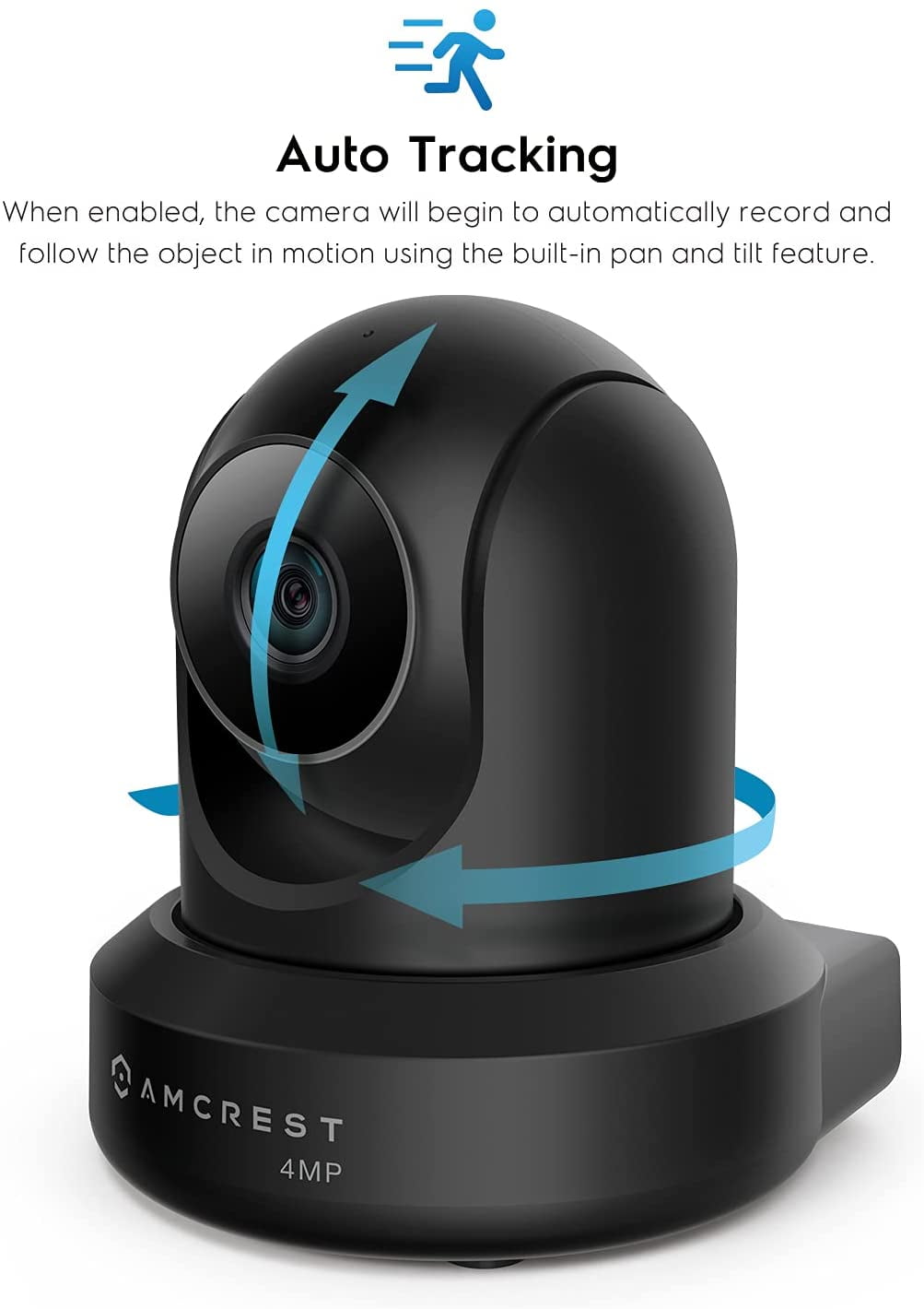 Amcrest 4MP ProHD Indoor WiFi Camera, Security IP Camera with Pan/Tilt, Two-Way Audio, Night Vision, Remote Viewing, 2.4ghz, 4-Megapixel @30FPS, Wide 90° FOV, IP4M-1041B (Black)