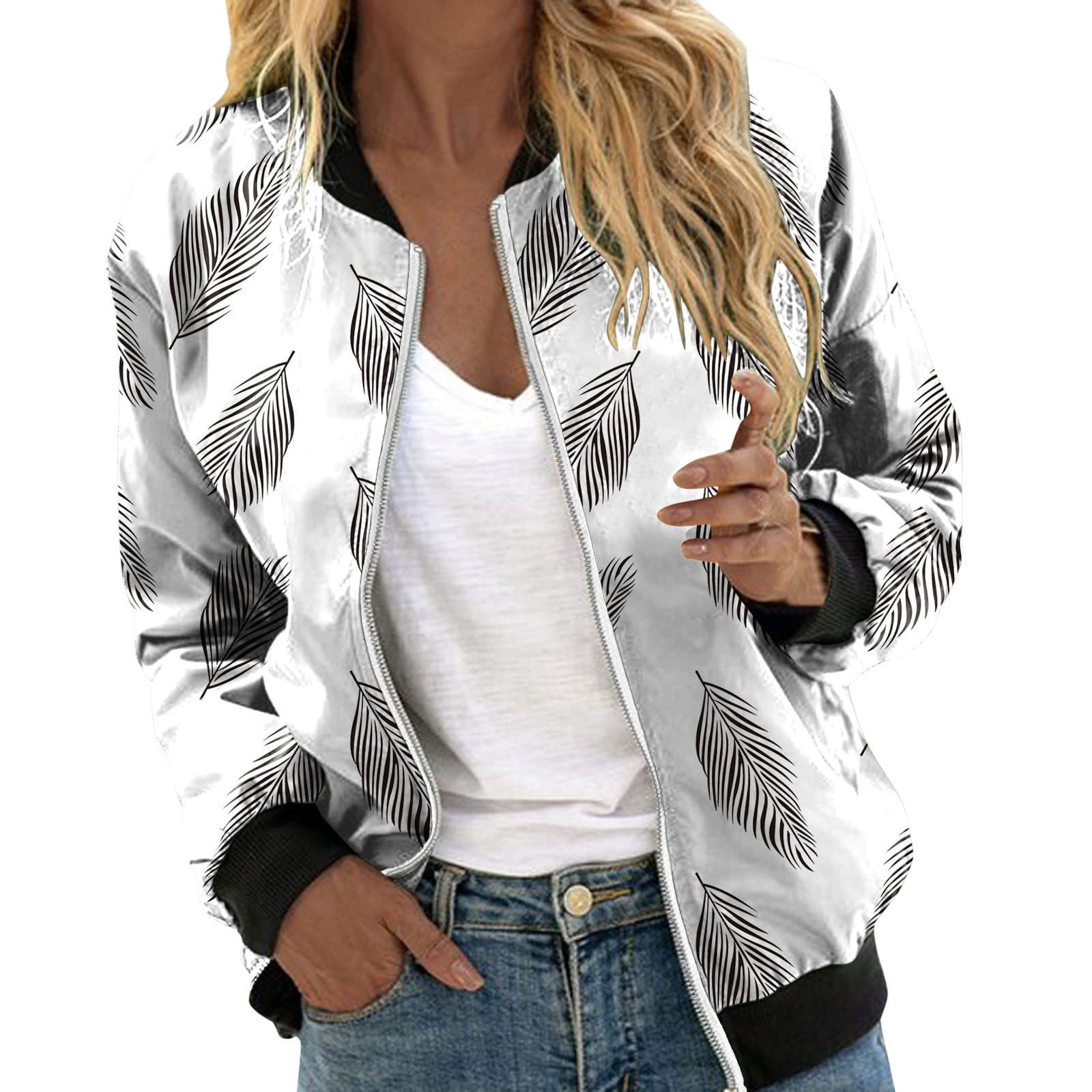 Womens Floral Lace Zip Up Bomber Jacket Ladies Long Sleeve Stretch Collar Top 