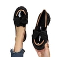 thumbnail image 5 of XUNKUSGA Loafers for Women Cute Bowknot Round Toe Leather Dress Shoes Fashion Color Block Thick Heel Anti Slip Womens Slip On Shoes for Work Daily,Black,5.5, 5 of 6