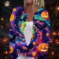 thumbnail image 2 of Halloween Cardigan Sweaters for Women Funny Halloween Pumpkin Womens Sweaters Cardigan Knit Button Down Cropped Long Sleeve Fall Winter Holiday Plus Size Tunic Sweater Purple Pink 3XL, 2 of 7