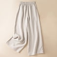 thumbnail image 5 of Dazajoo Elastic Waist Wide Leg Pants for Women Cotton Linen Plus Size Pants with Pockets 2024 Womens Baggy Solid Color Trousers,Beige,L, 5 of 8