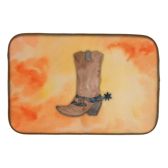 Cowboy Boot Watercolor Dish Drying Mat