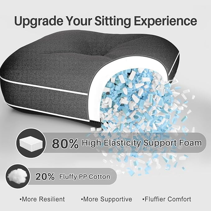 Parojati 22*17*5 Rocking Chair Cushion, Set of Thicken Seat & Back Chair Cushions with Memory Foam, Non-Slip Chair Pad with Ties for Indoor&Outdoor Rocker Dark Grey