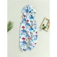 thumbnail image 2 of Bagilaanoe Newborn Baby Boys Summer Jumpsuit Letters Print Sleeveless Hooded Bodysuit 3M 6M 9M 12M 18M 24M Infant Casual One Piece Romper, 2 of 8