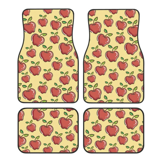 Fotbe Apple Juego de 4 Tapetes para Auto con Estampado – Alfombrillas de Goma Reforzada, Diseño Antideslizante, Protección para Todo el Año – Vehículos, Autos, Camionetas y SUVs