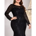 thumbnail image 3 of AURA Plus Size Evening Dress Long Sleeve Slim Fit Fishtail Party Gown Round Neck Zipper Women 0XL–4XL, 3 of 9