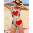 thumbnail image 4 of XBASW Kids Girls 2 Piece Swimsuits Heart Print Criss Cross Bikini Bathing Suits Set Adjustable Shoulder Straps Swimwear for 7-11 Years, 4 of 9