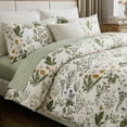 thumbnail image 6 of Move Over Green Floral Duvet Cover Set Queen 100% Cotton Floral Bedding Set 3 Pieces Soft and Breathable Vintage Style Green Floral Comforter Cover Set for All Seasons, 6 of 9